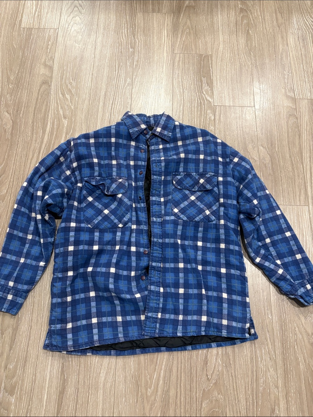 Men's Blue Plaid Flannel Jacket Coat